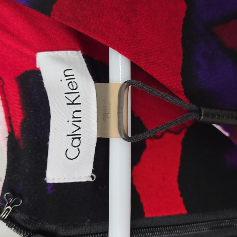 Calvin Klein Red Pink Purple Floral Wrap Dress - Picture 2 of 8